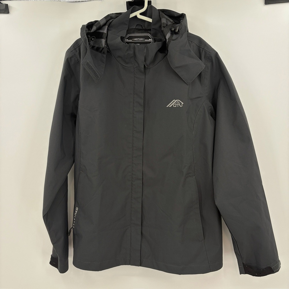 OTU Rain Jacket Women XXL Black Excellent Hooded Ripstop Technical Shell 916